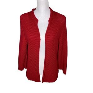 Eileen Fisher Womens Deep Red Merino Wool Cardigan Sweater Small